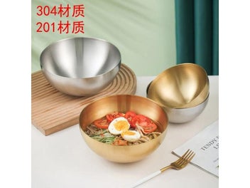 Listing 4 of 8 for Korean Style Cold Noodle Bowl Outdoor Stainless Steel Single Layer Golden