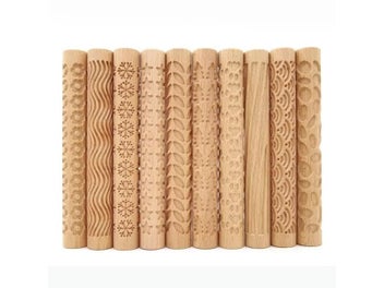 Listing 3 of 9 for Ceramic Tool Wood Carving Pottery Wood Texture Mud Roller Embossed Pattern