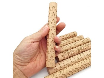 Listing 6 of 9 for Ceramic Tool Wood Carving Pottery Wood Texture Mud Roller Embossed Pattern