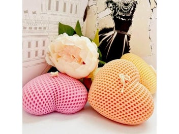 Listing 6 of 9 for Silicone Candle Mold 3D Grid Heart Shape Scented Candle Soap Mould Mousse