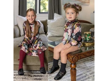 Listing 6 of 11 for AP Merlot Collection 2025 Autumn Girls Red Flower Satin Dress Baby Romper New