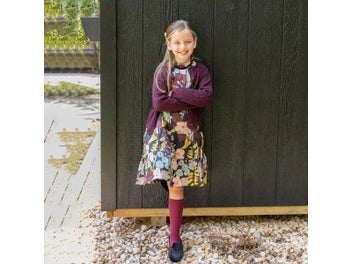 Listing 7 of 11 for AP Merlot Collection 2025 Autumn Girls Red Flower Satin Dress Baby Romper New