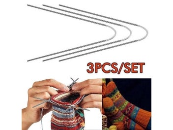 Listing 4 of 10 for 3Pcs Knitting Needles Knitting Tool Stainless Steel Circular Flexible Sock
