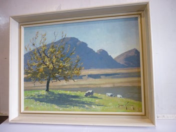 Listing 6 of 11 for BRIAN HALLIDAY . "THE APPLE TREE". OIL ON BOARD
