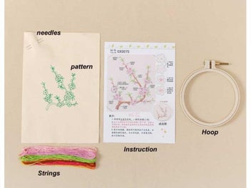 Listing 8 of 10 for Beginner DIY Stamped Embroidery Starter Kit Colorful Flowers Plants Pattern