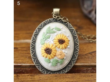 Listing 4 of 9 for DIY Embroidery Flower Women Chain Necklace Needlework Flower Cross Stitch Sets