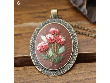 Listing 5 of 9 for DIY Embroidery Flower Women Chain Necklace Needlework Flower Cross Stitch Sets