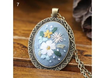 Listing 6 of 9 for DIY Embroidery Flower Women Chain Necklace Needlework Flower Cross Stitch Sets