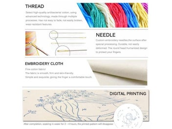 Listing 7 of 9 for DIY Embroidery Flower Women Chain Necklace Needlework Flower Cross Stitch Sets