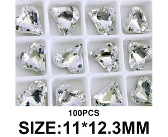 Listing 2 of 5 for Rhinestones 100 PCS Heart-Shaped Glass Rhinestones Crystal Gems for Nail Jewe