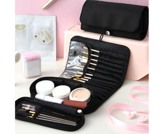 Listing 3 of 5 for Portable Makeup Brush Holder For Travel Can Hold 15+ Brushes Cosmetic Bag Mak