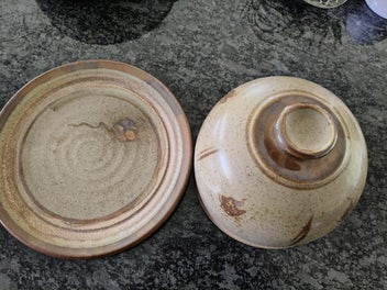 Listing 2 of 6 for Set of Three Pottery dishes as per description and sizes below