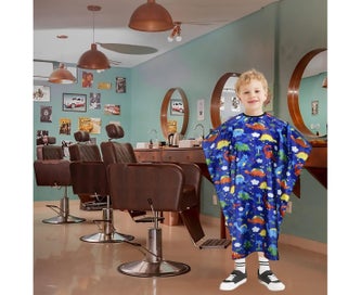 Listing 2 of 5 for Kids Haircut Barber Cape Cover with Neck Duster Brush for Hair Cutting,Stylin