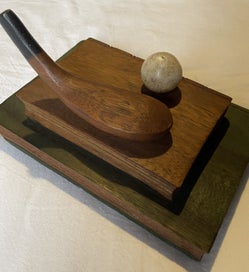 Listing 2 of 14 for Vintage Handcarved Wooden Decorative Golf Themed Wood Carving.