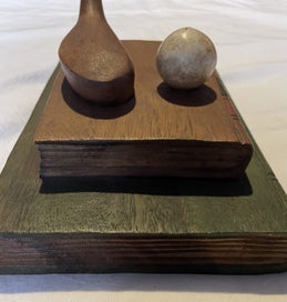Listing 4 of 14 for Vintage Handcarved Wooden Decorative Golf Themed Wood Carving.