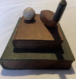 Listing 5 of 14 for Vintage Handcarved Wooden Decorative Golf Themed Wood Carving.