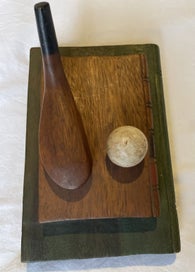 Listing 8 of 14 for Vintage Handcarved Wooden Decorative Golf Themed Wood Carving.