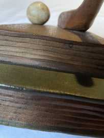 Listing 14 of 14 for Vintage Handcarved Wooden Decorative Golf Themed Wood Carving.