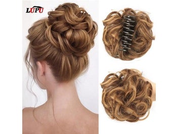 Listing 2 of 8 for LUPU Synthetic Chignon Messy Bun Claw Clip In Hair Piece Wavy Curly Hair Bun