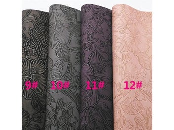 Listing 6 of 15 for Flowers Embossed Synthetic Leather Solid Leather Vintage Faux Leather Fabric