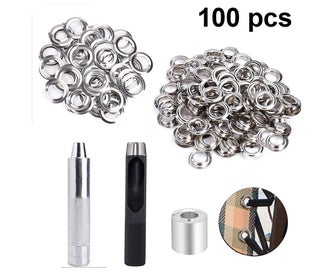Listing 2 of 7 for Eye button,100boxed 12MMSilver Pressed Air Eyelet Grommet tool kit 12 mm grom