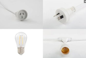 Listing 4 of 6 for Outdoor Festoon String Christmas Lights with LED Filament Bulb (White 20m)