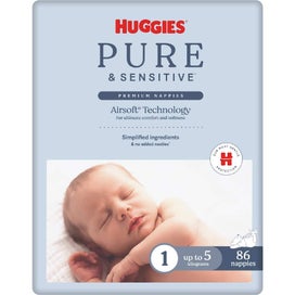 Listing 3 of 11 for Huggies Pure & Sensitive Newborn Nappies Boys & Girls Up To 5kg Size 1 86pack