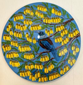 Listing 13 of 20 for Tui Bird and Tree Fuchsia Blossoms- 'A Splash Of Joy '