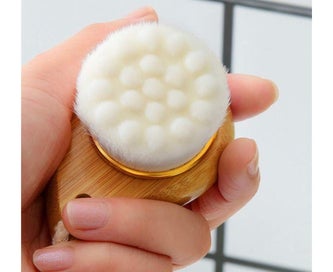 Listing 5 of 5 for Facial Bamboo Wood Handle Cleansing Brush. Extra-Soft Fiber Facial Brush. Whi