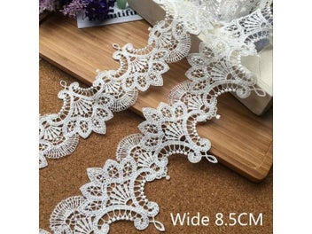 Listing 3 of 7 for 8.5CM Wide Luxury White Water Soluble Lace Exquisite Embroidered Ribbons Collar