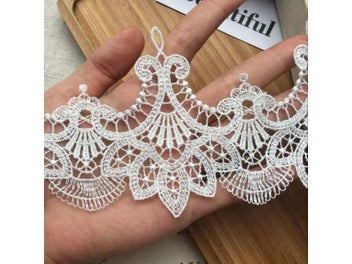 Listing 4 of 7 for 8.5CM Wide Luxury White Water Soluble Lace Exquisite Embroidered Ribbons Collar