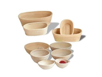 Listing 5 of 9 for UPORS Rattan Bread Proofing Basket Natural Oval Rattan Wicker Dough