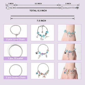 Listing 3 of 9 for Charm Bracelet Making Kit DIY Jewellery Beads Unicorn Mermaid Necklace