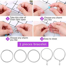 Listing 4 of 9 for Charm Bracelet Making Kit DIY Jewellery Beads Unicorn Mermaid Necklace