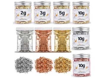 Listing 4 of 9 for Imitation Gold Sliver Copper Foil Sequins Glitter Craft Leaf Flake Sheet Shiny