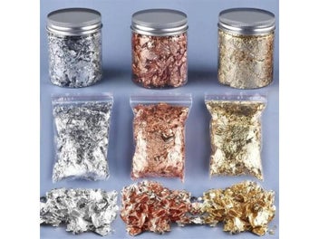 Listing 5 of 9 for Imitation Gold Sliver Copper Foil Sequins Glitter Craft Leaf Flake Sheet Shiny