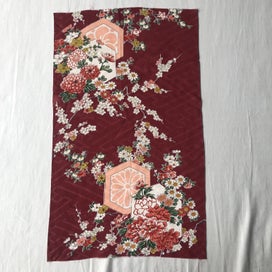 Listing 2 of 14 for Vintage Silk Japanese Floral Fabric Piece