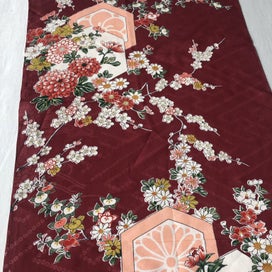 Listing 6 of 14 for Vintage Silk Japanese Floral Fabric Piece