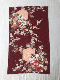 Listing 8 of 14 for Vintage Silk Japanese Floral Fabric Piece