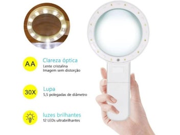 Listing 4 of 10 for 30X Handheld Magnifier 12 LED Illuminated Magnifying Glass With Light For
