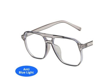 Listing 6 of 10 for Vintage Oversized Eyeglasses Frame Women Men Clear Shades Anti Blue Light Big