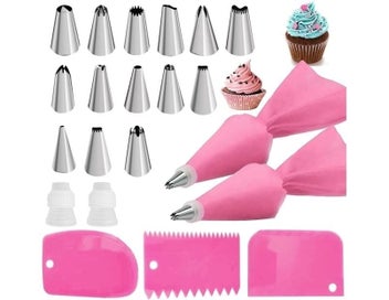 Listing 2 of 5 for 21pcs Piping Bag Tip Set Silicone Pastry Bags with Stainless Steel Nozzle Ici