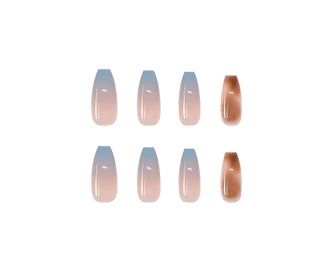 Listing 2 of 6 for 24Pcs Coffin Fake Nails, Gradient Glossy False Nails, Blooming Ombre Press on