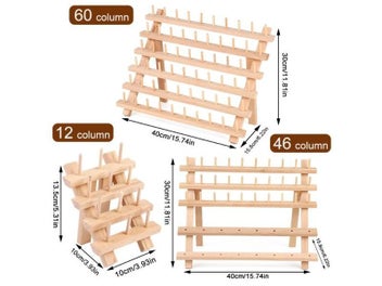 Listing 4 of 9 for IMZAY Wooden Sewing Thread Storage Box Spool Yarn Holder Home Embroidery
