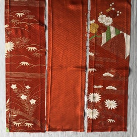 Listing 3 of 13 for Vintage Japanese Fabric Decorative Silk Fabric Pieces X3