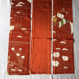 Listing 6 of 13 for Vintage Japanese Fabric Decorative Silk Fabric Pieces X3