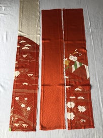 Listing 10 of 13 for Vintage Japanese Fabric Decorative Silk Fabric Pieces X3