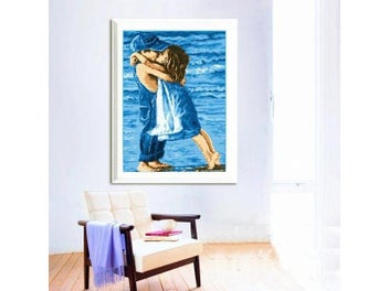 Listing 6 of 8 for Handmade Art DIY Embroidery Cross Stitch Needlework Printed Kiss Embrace Sea