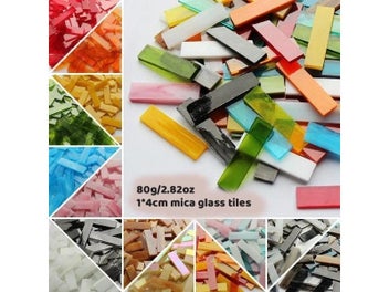Listing 3 of 9 for 85g/3oz (Approx. 31pcs) 1*4cm Mica Mosaic Tiles 3mm DIY Mosaic Craft Stained