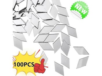 Listing 3 of 8 for New 100PCS Glass Mirror Mosaic Tiles Bulk Diamond Rhombus Shape DIY Craft